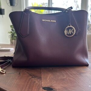 Michael Kors Medium Merlot Satchel with removable crossbody strap